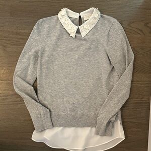 Ted Baker Gray and White Top with Star Embellishments